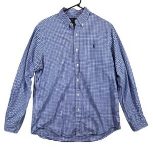 Ralph Lauren Classic Fit Plaid Button Down Shirt Men Size L Blue White Purple‎